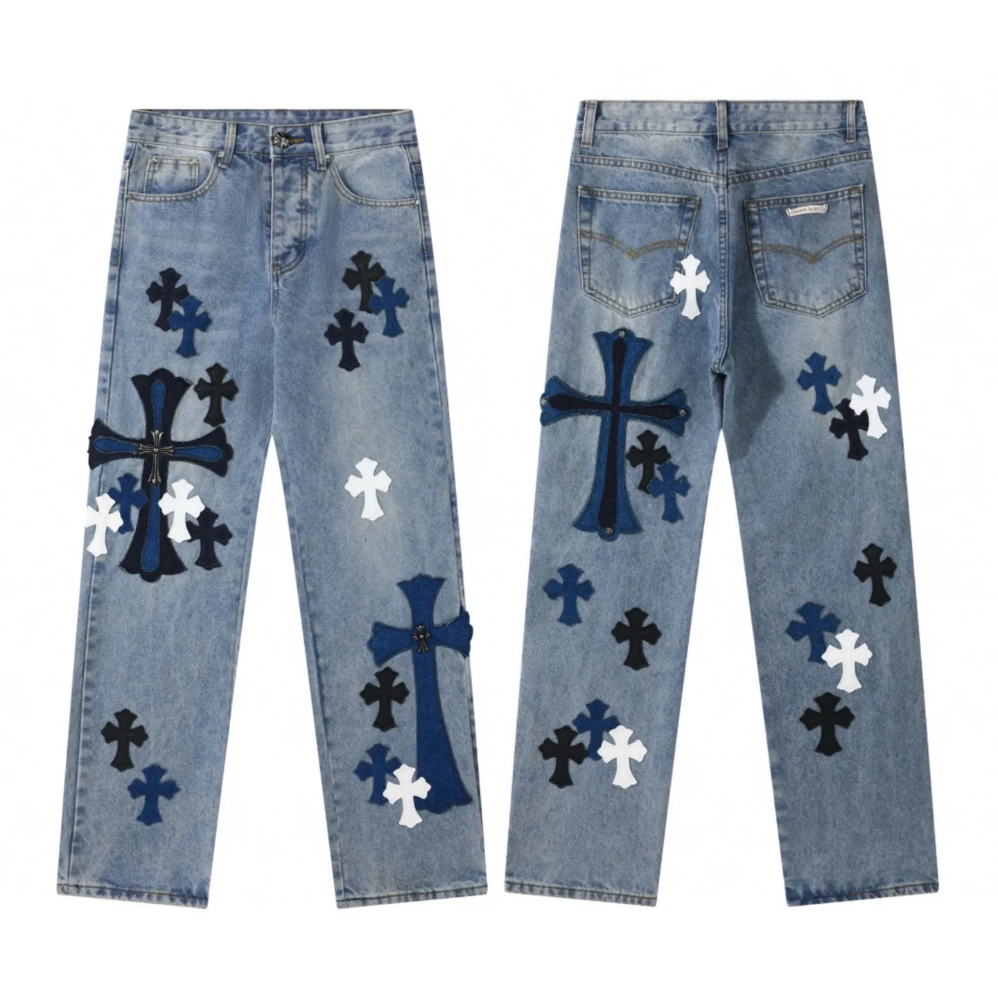 P300 💰 (Top version) [New] Chrome hearts Chrome hearts The vintage texture is reproduced vividly. Special Italian cowhide is carefully printed and then cut accurately, paired with custom-made sheepskin, and is delicately pasted with three layers of thick lines. The unique overall splicing is combined with heavy water washing and dyeing techniques, and the details show a unique sense of design.  Its three-dimensional cutting version is loose and comfortable, not flattering on your body shape, and has a first-class effect of making you taller and slimmer. The factory has exquisite craftsmanship and the original factory has strict quality control.  Color: blue Size: 28-30-32-34-36 (corresponds to S-M-L-XL-XXL)